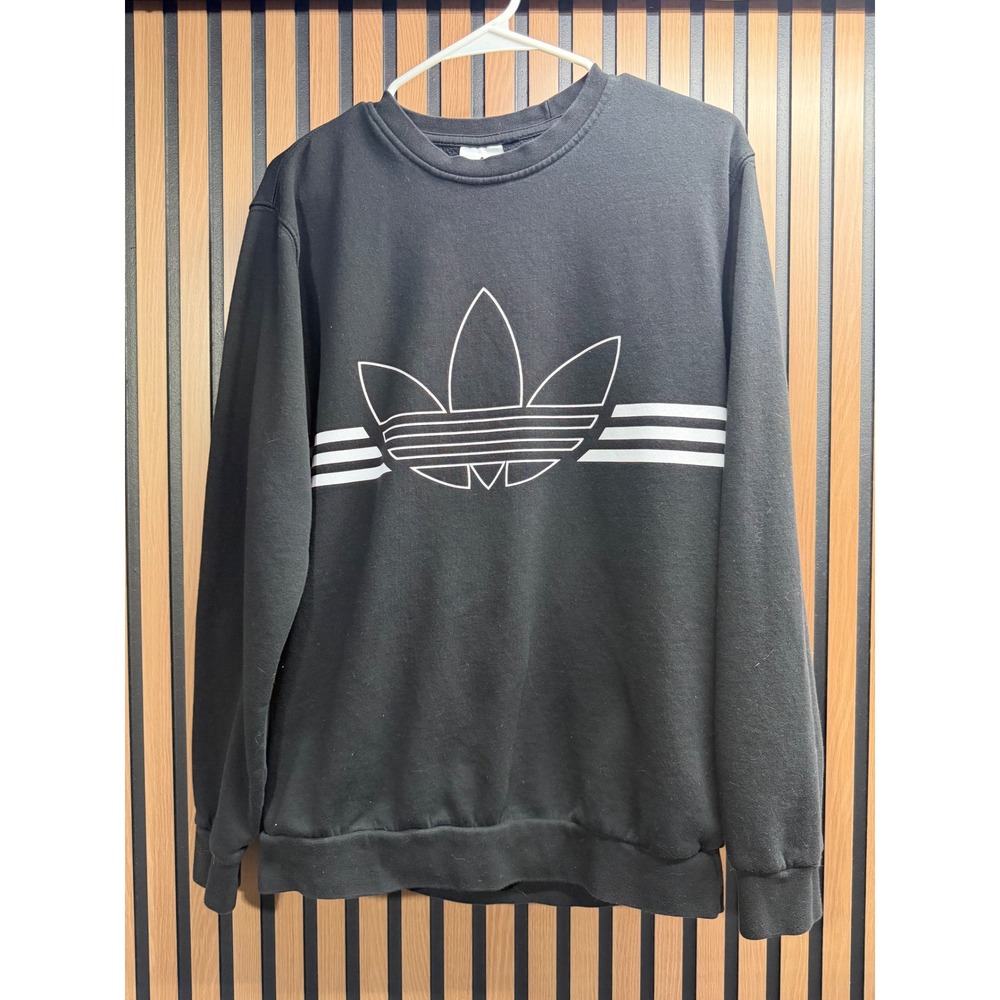 Adidas Originals Trefoil Outline Logo Sweatshirt Black White Mens Medium M
